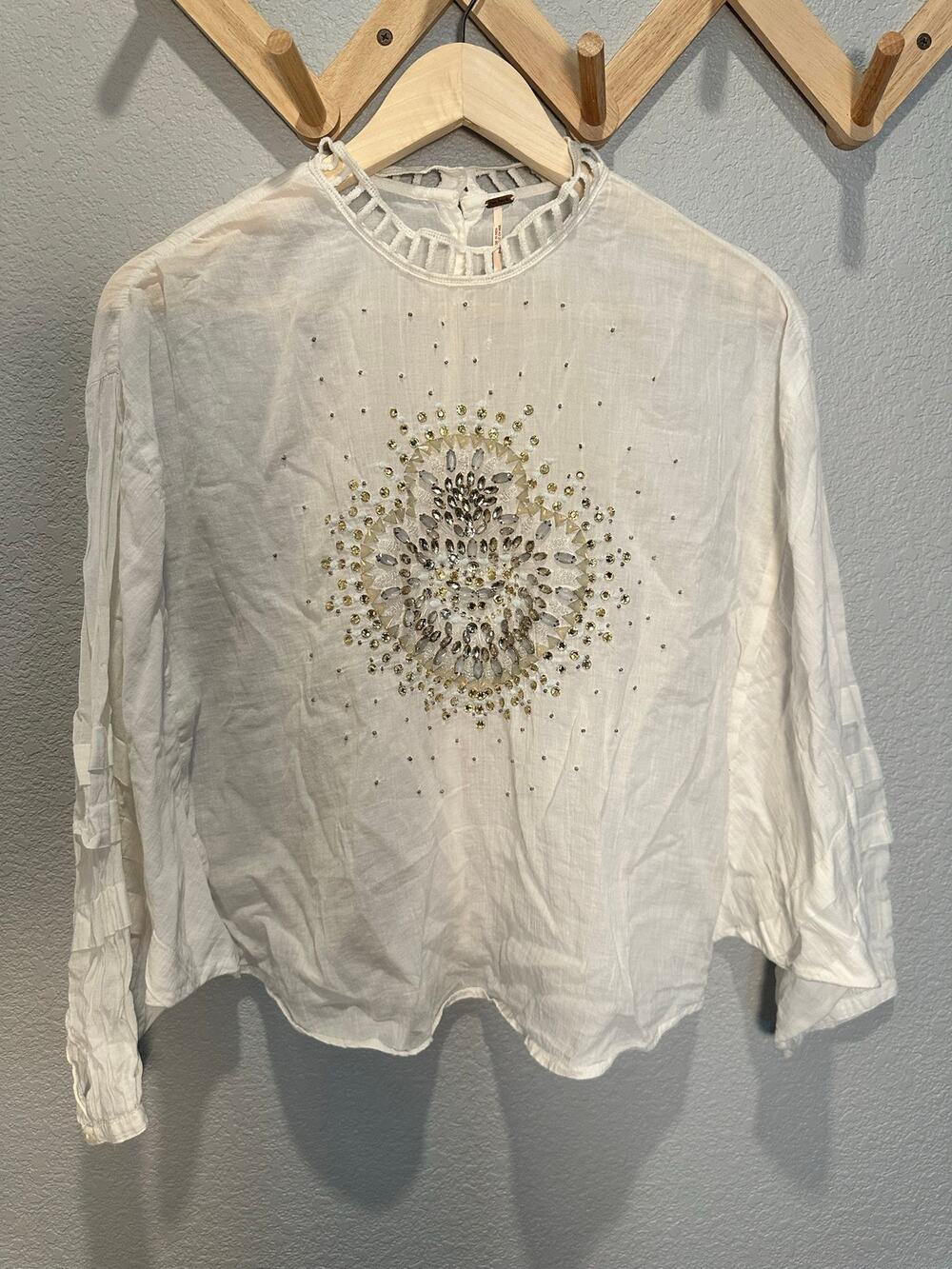 Free People Beaded Blouse Size Small